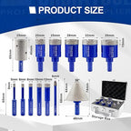 SHDIATOOL Diamond Drill Core Bits,Tile Drilling Core Hole Saw Kit for Porcelain Marble Ceramic Granite with 1/4 Carbide Positioning Drill Bit 13pcs (5/6/8/10/12/20/25/28/32/35MM/6MM/48MM/25MM)
