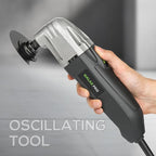 GALAX PRO 22000 OPM 2.0A Oscillating Multi Tool, 3 Degree Oscillating Angle with 3 Pieces Saw Blades, 1 Piece Semi Circle Blade Sanding Plate, 6 Pieces Sanding Papers for Grinding