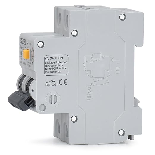 Ground Fault Circuit Breaker, 10 Amp 120V AC DIN Rail Mount Residual Current Circuit Breaker, Thermal-Magnetic Trip, Earth-Leakage Protection 30mA 1PN RCBO C10