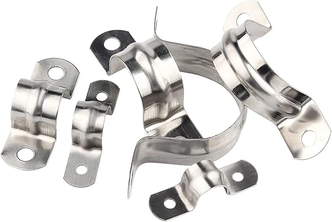 100 Pcs 3/4inch Rigid Pipe Strap,Two Hole Stainless Steel Strap U Bracket, Widened Tube Strap Tension Clip Assortment Kit Heavy Duty Pipe Clamp for Pipe Fixing（25mm）
