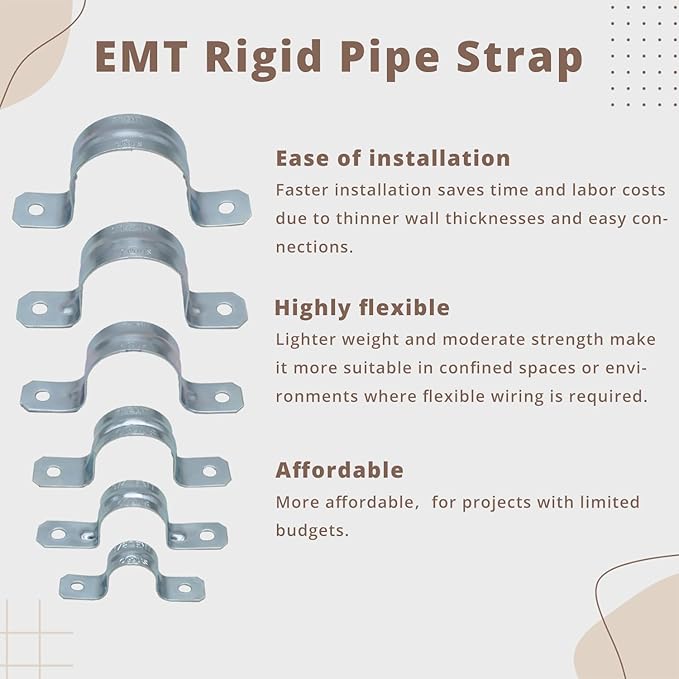 1" 25PCS Zinc-Plated Steel Pipe Clamps, Conduit Clamps, U Bracket Tube Clips, for EMT Conduit Installations