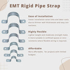 zinc plated steel pipe clamp,Steel Rigid Pipe,Holes Cable U Bracket Pipe Clamp,Electrical Conduit Straps (Two Holes, 1/2 inch-50pcs)
