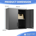 Garage Wall Cabinet with Doors and Shelves, Metal Wall Mounted Storage Cabinet with Lock, Hanging Tool Cabinet for Garage Utility Room, Black