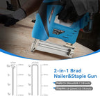 2 in 1 Nail Gun Battery Powered, 20V Cordless Nail Gun,400pcs Nails, 400pcs Staples, with Staple Puller, 2 * 2.0Ah Li-Ion Batteries and 2.4A Charger, Brad Nailer for Home Improvement & DIY