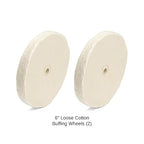ENKAY - 6" Loose Cotton Buffing Wheels (2 Pack) for Polishing Metal and More, for Use with Polishing Compounds, Buffing Machines & Bench Grinders (40 Ply Each)