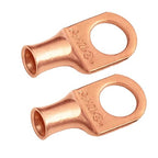SELTERM 2pcs 4 AWG 1/2" Stud Copper Wire Lugs, Battery Lugs, Ring Terminals, Battery Cable Ends, 4 Guage Ring Terminal Connectors, UL Heavy Duty Bare Copper Eyelets Battery Terminal Connectors
