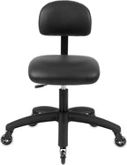 Chair Master FSS Series Square seat Low (18"-23") seat Height Chair. Vinyl-for Office, Garage, Desk, Shop, Computer, Doctor, Medical, Easy to Clean! NO Footring (Black, Low, Rubber Roller Casters)