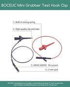 Multimeter Test Hook Clip, Mini SMD Grabber Test Clip with Lead to 2mm Jack Socket, Test Lead Minigrabber for Logic Analyzer