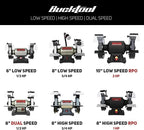 BUCKTOOL 2HP 10 Inch Low Speed Bench Grinder, 1750 RPM Table Grinder with 13A Motor, High Precision Wobble-free Wheel Grinder, TDS-250