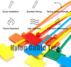 Glarks 150-Pieces 6 Colors 6 Inch Nylon Cable Marker Ties Self-locking Cord Tags Write on Ethernet Label Wire Straps with 3 Marker Pens and 288pcs White Cable Labels for Home and Office Use