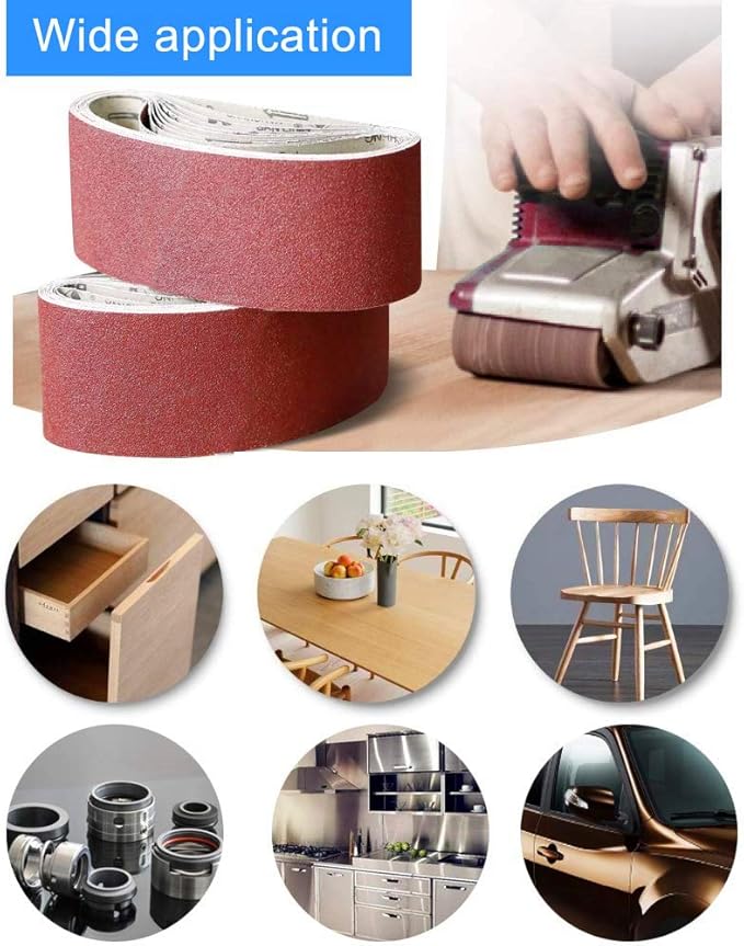 24 Pcs 3 Inch x 24 Inch Sanding Belts,Aluminum Oxide Belt Sander Sandpaper (8 Each of 40 60 80 Grits)
