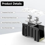 2Pcs DIN Rail Terminal Blocks with Cover, IN100BK 600V 130A 38mm² Electrical Connection Terminals, 4Pcs 12-10 AWG Insulated Fork Spade Wire Connectors & 3.15 Inch DIN Rail Included