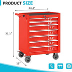7 Drawers Rolling Tool Chest, Portable Storage Tool Box with Wheels, Tool Chest with Lock for Warehouse, Garage, Repair Shop and Tool Room