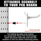 PegPro® 1" Hooks Kit for Standard “Wood Fiber” pegboard – Durable Plastic Pegboard Hooks - for Garage, Kitchen, Craft Room, and More (1" Hook - 24 Pack, White)