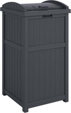 Suncast 3 Pack Trash Hideaway Refuse Container, Stylish Resin Outdoor Garbage Bin with Latching Lid, 30 to 33 Gallon Capacity, Cyberspace