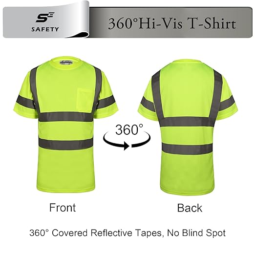 sesafety T Shirts for Men Personalized T Shirts for Men Crewneck Safety Shirts With Pocket Loose Fit Heavyweight Short-Sleeve Pocket T-Shirt