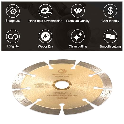 LSS 4 1/2 Inch Diamond Saw Blade,Dry or Wet Cutting Saw Blades for Sharp Cutting Concrete Stone Brick Masonry, Broadened Cutter Head (4.5")