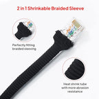2 in 1 Heat Shrink Braided Sleeving Fabric Tubing-Perfectly fit Irregular Shape Hose/Cable/Wire (3/8"(10mm), 60FT)