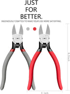 2 Pack Wire Cutters,6.5 Inch Flush Cutters,Wire Cutters heavy Duty,Spring Loaded Cutting Pliers,Side Cutters (Red&Grey)