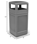 Commercial Zone-73290399 PolyTec 42 Gallon Square Waste Container with Dome Lid Color: Gray