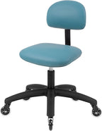 Chair Master FSS Series Square seat Low (18"-23") seat Height Chair. Vinyl-for Office, Garage, Desk, Shop, Computer, Doctor, Medical, Easy to Clean! No Footring (Aqua, Low, Rubber Roller Casters)
