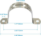 Hordion 10Pcs 1-3/4" Two Hole Strap U Bracket, M45 Rigid Pipe Strap Stainless Steel Conduit Clamp for Fixing Pipe