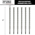 6-Pack SDS Plus 5/8 inch x 8 inch Rotary Hammer Drill Bits, Carbide Tipped for Brick, Stone and Concrete (5/8'' x 8'')