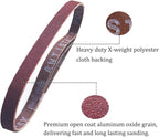 1/2 x 18 Inch Aluminum Oxide Sanding Belts, 4 Each of 40/60/80/120/180/240 Assorted Grits Abrasive File Belts for Air Belt Sander, 24-Pack