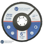 Benchmark Abrasives 6" x 7/8" Premium High Density Jumbo Zirconia Type 29 Flap Discs for Angle Grinder, 6 Inch Sanding Discs, Finishing, Deburring, Rust Removal - (10 Pack) 60 Grit