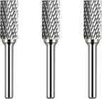 Carbide Burr Set 1/4" Shank SB-5 Die Grinder Bits Tungsten Double Cut Burr Bits (1/2" Cutter Dia X 1" Cutter Length) for Die Grinder Kits Metal Grinding Drilling Polishing (3pcs)