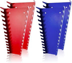 ALOANES Steel Wrench Organizer, 52-Slot Tool Organizer Set Wall Mounted & Hanging, 4 Pack Wrench Holders Fit SAE & Metric Wrench Storage(Red&Blue)