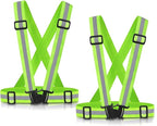 Reflective Vest Running Gear, 2Pack High Visible Safety VES for Cycling Jogging Running Walking, Adjustable for Men Women Kids