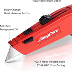Premium Utility Knife with 14 Blades - Heavy Duty Retractable Work Knife, Precision Cutting for DIY, Cardboard, Packaging - Ergonomic Grip & Quick-Release Design