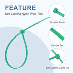 PATIKIL Cable Zip Ties 10 Inch, 100 Pcs Self-Locking Nylon Wire Tie Wraps Heavy Duty Cord Management with 50 lbs Tensile Strength for Indoor and Outdoor, Green (0.2" W)