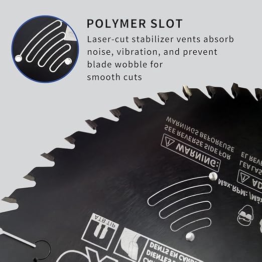 10 Inch 80 Tooth Professional Fine Finish ATB Saw Blade with 5/8 Inch Arbor & DuraGuard Anti-Stick Coating for Miter Saws and Table Saws