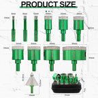 Diamond Core Drill Bit Kit - 6/8/10/20/25/28/32/35/45/65mm Triangle Shank +2"(50mm) Hex Shank Beveling Chamfer Bit Tile Hole Saws for Dry Drilling Porcelain Ceramic Tile Granite Marble Stone