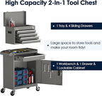 5-Drawer Tool Box with Wheels, Rolling Tool Storage Cabinet with Detachable Top Tool Chest and Locking Mechanism, Metal Tool Cart for Garage Workshop and Room Use (Gray)