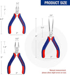 WORKPRO Mini Pliers Set, 3-Piece Small Pliers Tool Kit Includes 4” Diagonal Plier, 5” Long Nose Plier, 6” Needle Nose Plier, for Making Crafts, Repairing Electronic Devices