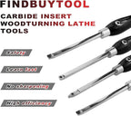FindBuyTool Woodturning Tools, 4pcs Carbide Tipped Lathe Tools, Carbide Lathe Turning Tools set for Woodworking, Wood Turning Tools for Lathe, Mid Size