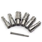 OSCARBIDE Annular Cutter Set 7 Pieces 3/4" Weldon Shank 1"Cutting Depth,1/2 to 1-1/16 inch Diameter,2 Flats Annular Cutters HSS Mag Drill Bits Kit for Magnetic Drill Press with 1 Pieces Pilot Pin