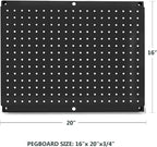 Metal Pegboard 16-Inch Tall x 20-Inch Wide Heavy Duty Wall Organizer for Home Garage Tool Storage 4pcs Black