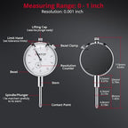 Dial Indicator 1inch/0.001inch with 132lbs/60kg Magnetic Base,Imperial Dial Test Gauge Set for Lathe,3D Printer,CNC,Car,Laboratory