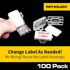 Heavy Duty, Strong 10-Inch Zip Ties and Reusable Label Boxes 100Pk. Box Attaches to Sturdy Cord Bundler for Desk, PC and Desktop Cable Management. Great White Organizer for Cables, Wires and Equipment