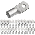 SELTERM 25pcs 1/0 AWG 1/4" Stud Marine Grade Tinned Copper Battery Cable Lugs, 0 Gauge Ring Terminals, UL Wire Lugs Electrical Battery Cable Ends, Tinned Copper Lugs Battery Terminal Connectors