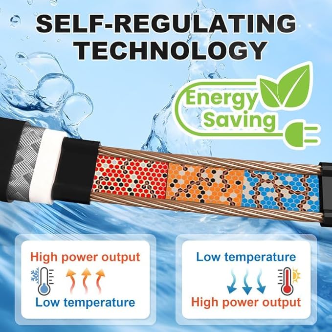 MAXKOSKO Self Regulating Heating Cable, CSA Certified Water Pipes from Inside the Pipe, Freeze Protection for Water Supply Pipes, Suitable for Jet Pump and Submersible Pump Applications, 65Ft 120V