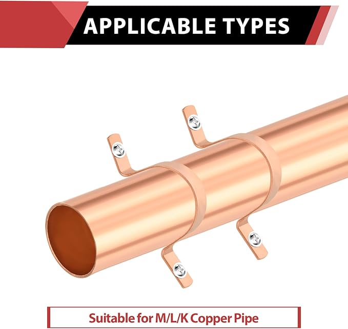 2-Pack EFIELD 2-Inch Copper Pipe Straps, Two-Hole Clamp Mount, Copper Made, (COPPER129)