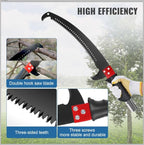 Manual Pole Saw 27ft Extendable Tree Pruner Manual Branches Trimmer Tree Branch Garden Tools Loppers Hand Pole Saws with Lightweight 8 Fiberglass Handles, for Pruning Palms and Shrubs