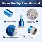 Dry Diamond Core Drill Bit Set,BRSCHNITT 2pcs/Pack 1 1/7 Inch (30mm) Diamond Hole Saw Core Drill Bit with Triangle Shank for Porcelain Tile Ceramic Stone Granite Marble