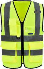 A-SAFETY Enhanced Visibility Safety Vest, Hi Viz 2 Band And Braces Waistcoat safe for Motorcycle, Running/Jogging, Bike/Bicycle Riding Outdoor Activities, Yellow