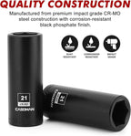 CASOMAN 1/2-Inch Drive x 21mm Deep Impact Socket, 6-Point, Metric, CR-MO
